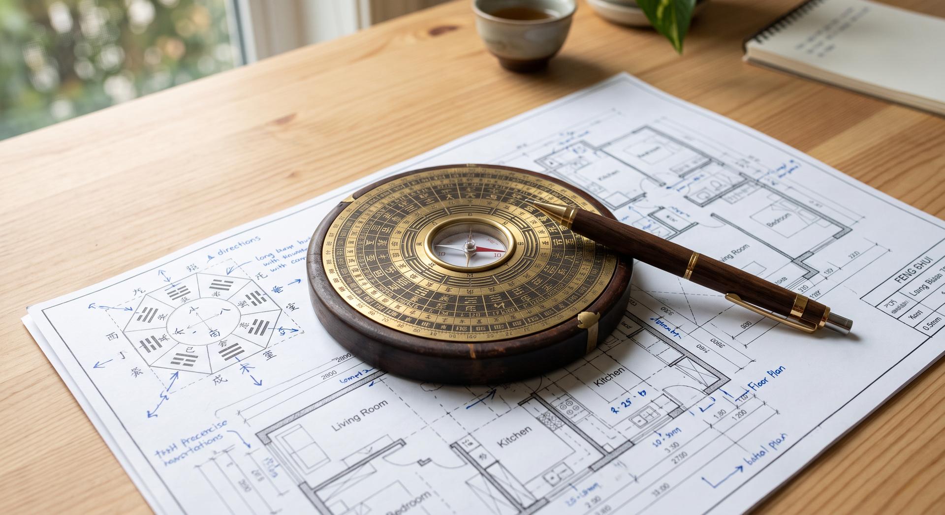 Feng Shui compass and floor plan